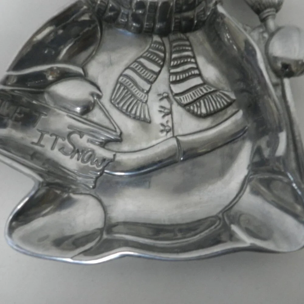 Lenox Yuletide Metal Serveware Snowman Tray Christmas Holidays Candy Dish w/ Box